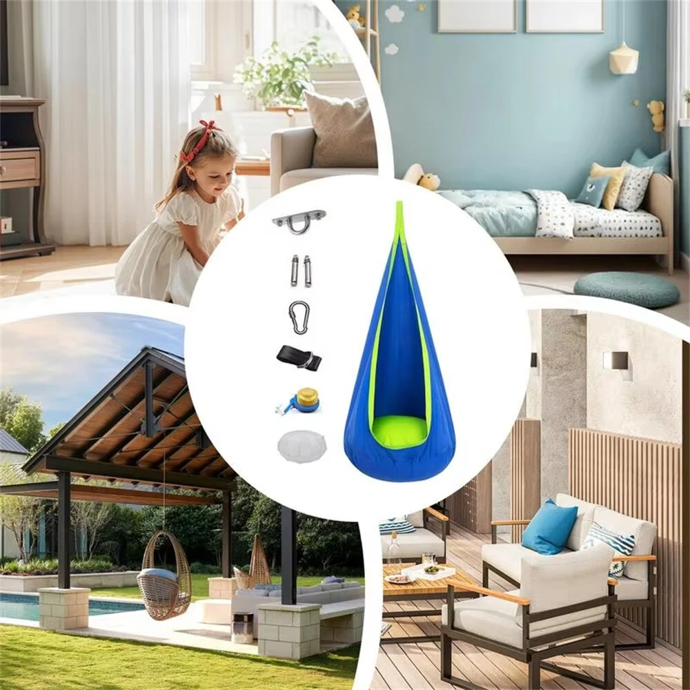 (image for) IPRee Portable Children's Sensory Hanging Chair Hammock Portable Parachute Swing Bed With Inflatable Cushion Indoor/Courtyard Play Seat with Inflatable Cushion