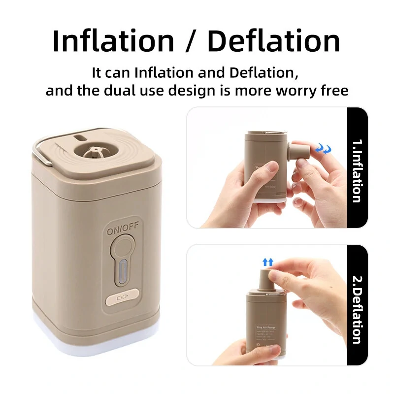 (image for) Mini Electric Air Pump with Lights Wireless Air Compressor Inflator/Deflator Pumps for Indoor/Outdoor Camping Equipment
